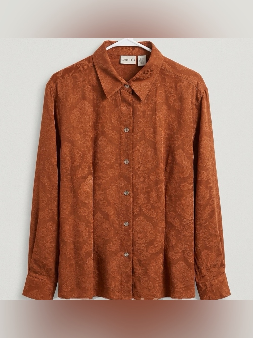 Chico's Men's Rust Paisley Jacquard Button-Up Shirt